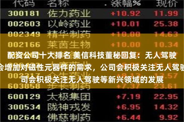 配资公司十大排名 美信科技董秘回复：无人驾驶技术的成熟应